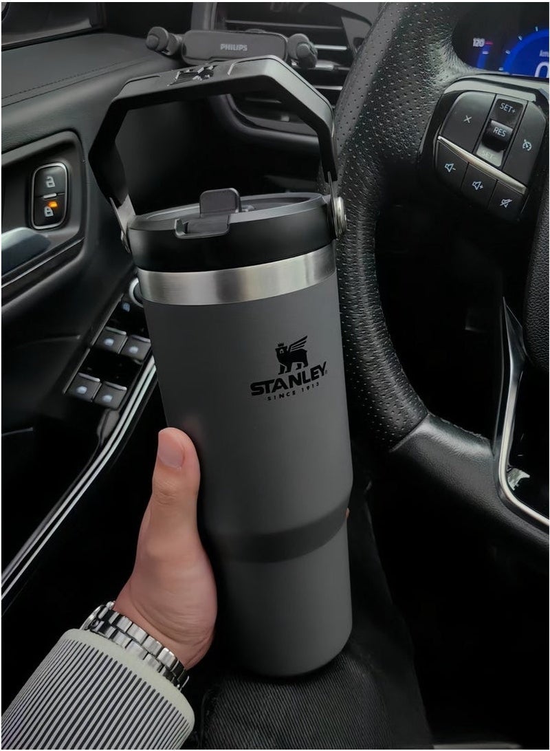 Stanley IceFlow Insulated Stainless Steel Tumbler with Flip-Up Straw and Leak-Proof Lid for Home, Office, and Car, 12 Hour Cold, 2 Day Ice, 30 oz, Charcoal - Image 3